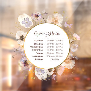 Círculo de flores secas horario vinilo de ventana
