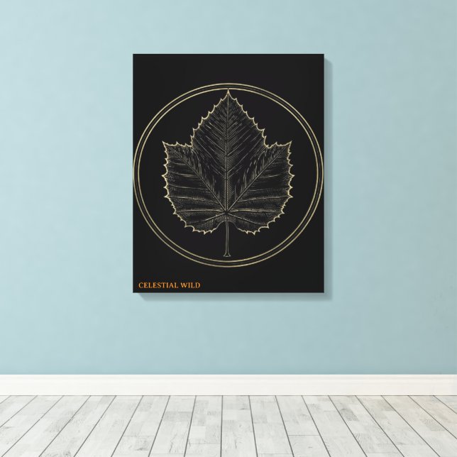 Círculo de hoja de arce dorada Regalo de lienzo de (Insitu (piso de madera))