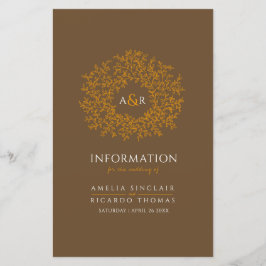 Círculo de hojas naranja boda marrón información d