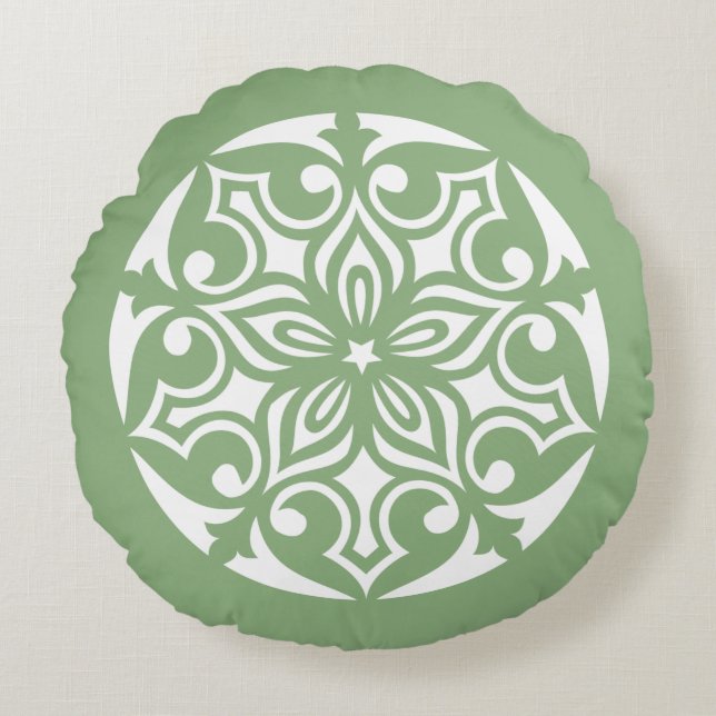 CÍRCULO DE LA VIDA DEL TRIBAL Verde Sage del Cojín (Anverso)