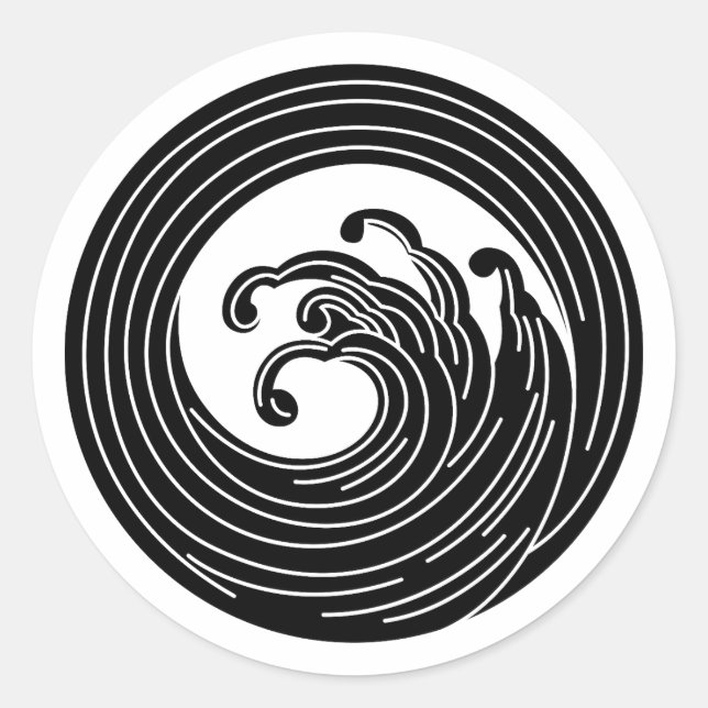 Círculo de onda en espiral pegatina redonda clásic (Anverso)