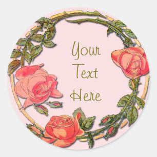 Círculo de Rosas sobre Pegatinas de Personalizable