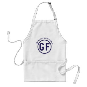 Círculo libre del gluten GF en delantal de los