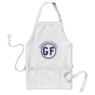 Círculo libre del gluten GF en delantal de los