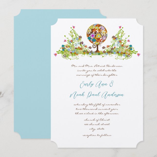Círculo mágico forestal de invitaciones de bodas d (Anverso / Reverso)