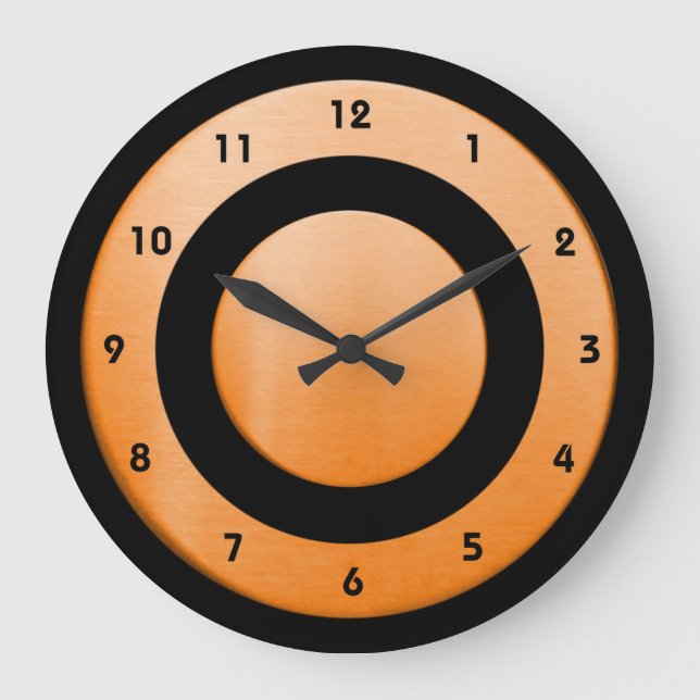 Círculo-naranja-negro - Reloj de pared (Anverso)