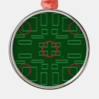 Círculo rojo sobre el ornamento geométrico verde