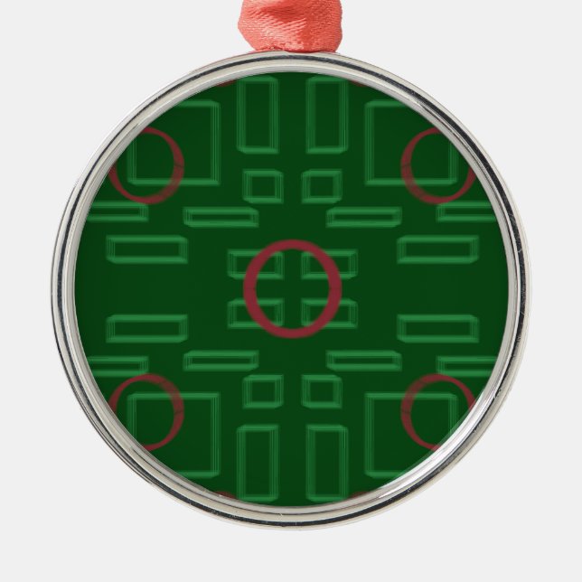 Círculo rojo sobre el ornamento geométrico verde (Frente)