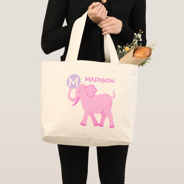 Círculo rosado Bebé Niña Cuta Elefante Bolsa de pa (Anverso (producto))