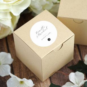 Círculo simple y moderno de pegatinas de casamient