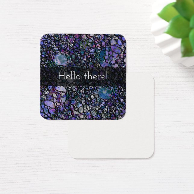 Círculos abstractos negros y morados "Hola" (Escritorio)