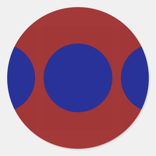 Círculos azules en Pegatina rojo (Anverso)