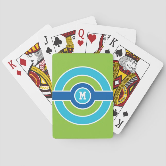 Círculos azules / verdes personalizado cartas de j (Reverso)