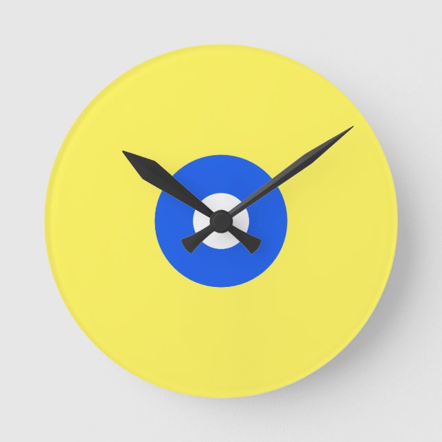 Círculos azules y amarillos Reloj de pared acrílic (Anverso)
