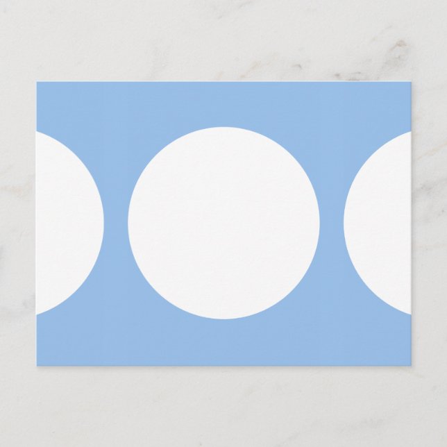 Círculos blancos en la postal azul claro (Anverso)
