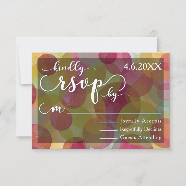 Círculos Caprichosos Coloridos | RSVP de Boda Blan (Anverso)