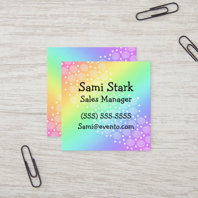 Círculos con las tarjetas de visita Rainbow Square (Anverso/Reverso In Situ)
