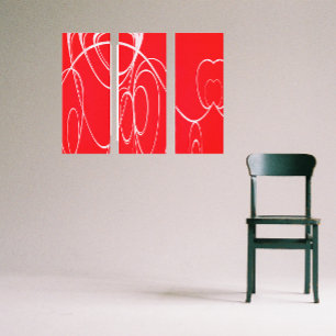 Círculos de baile en la impresión de lienzos rojos