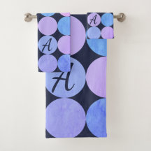 Círculos de Monograma de Azul, Púrpura y Rosa