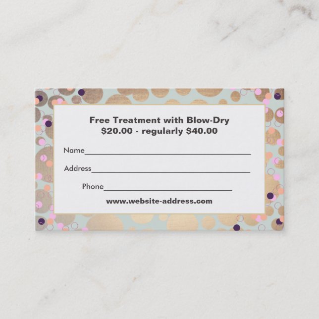 Círculos de oro Confetti Salón descuento cupón (Anverso)