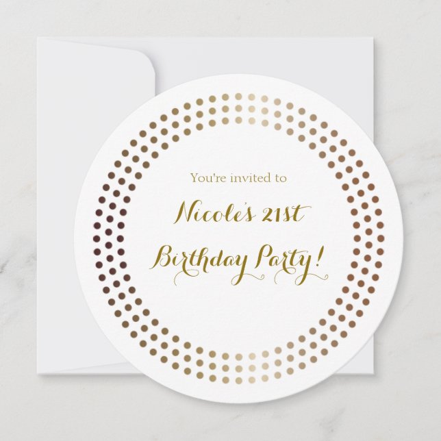 Círculos Dorados con Puntos Invitaciones Modernas  (Anverso)