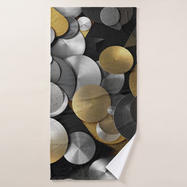 Círculos geométricos modernos en oro y plata (Toalla de baño)
