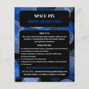 Círculos gráficos azules, publicidad del diseñador