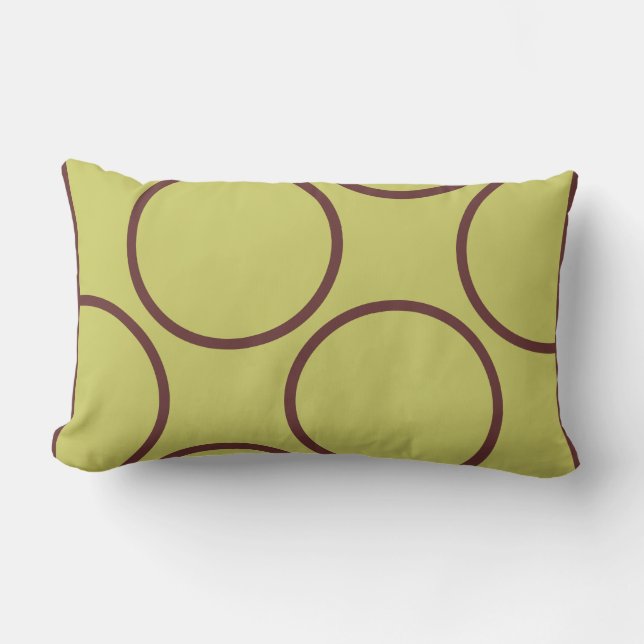 círculos marrones sobre almohada moderna verde gri (Anverso)