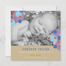 Círculos morados de burbujas de bebé anuncio de na