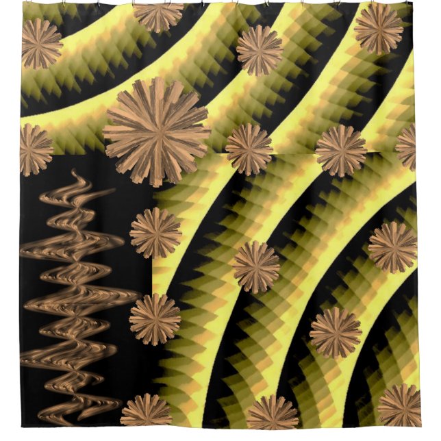 círculos naranjas abstractos cortina de ducha negr (Anverso)