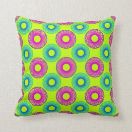 Círculos psicodélicos en la almohada verde de Fluo