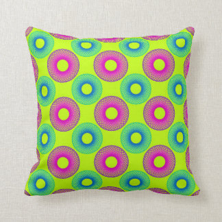 Círculos psicodélicos en la almohada verde de Fluo