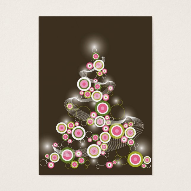 Círculos retro rosados Árbol de Navidad Mini Invit (Frente)