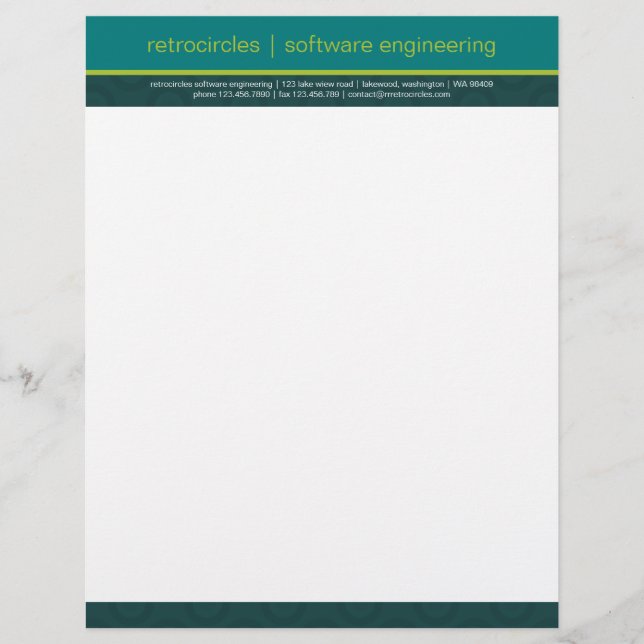 Círculos retros verdes y papel con membrete verde (Anverso)