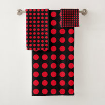 Círculos rojos Patrones de puntos de polka negro m