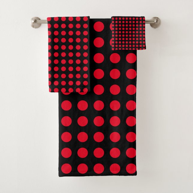 Círculos rojos Patrones de puntos de polka negro m (In situ)