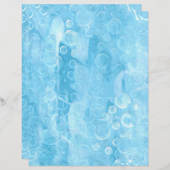 Círculos y esferas en hojas de papel azul claro (Anverso / Reverso)