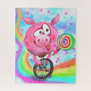 Circus Acrobat Piggy Cyclist con el rompecabezas d