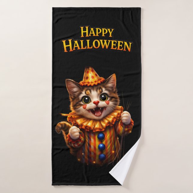 Circus and kitten whimsical Halloween three-p piec (Toalla de baño)