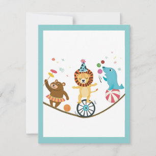 Circus Animals Niños Fiesta de cumpleaños Tarjeta