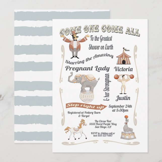 Circus Big Top Baby Shower Invitación (Anverso / Reverso)