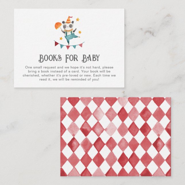 Circus Books Para La Tarjeta Del Bebé | Baby Showe (Anverso / Reverso)