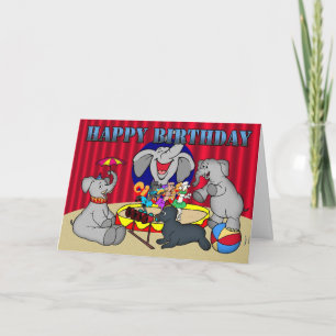 Circus Elephant feliz cumpleaños Tarjeta para niño