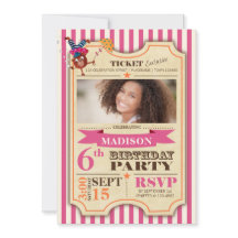 Circus Ticket | Chica de cumpleaños | Invitación d
