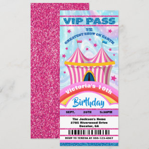 Circus VIP pases entradas Invitación de cumpleaños