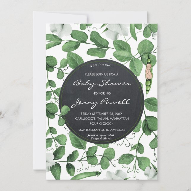 ciruela de invitación a ducha de bebé neutra en un (Anverso)