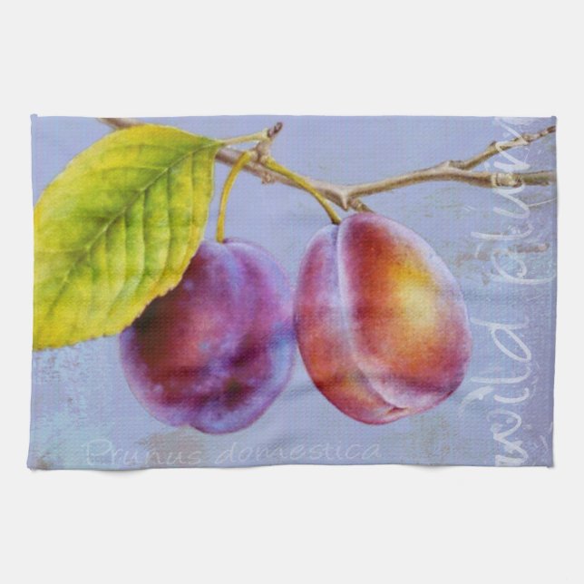 Ciruela silvestre - Toalla de cocina azul Prunus d (Horizontal)