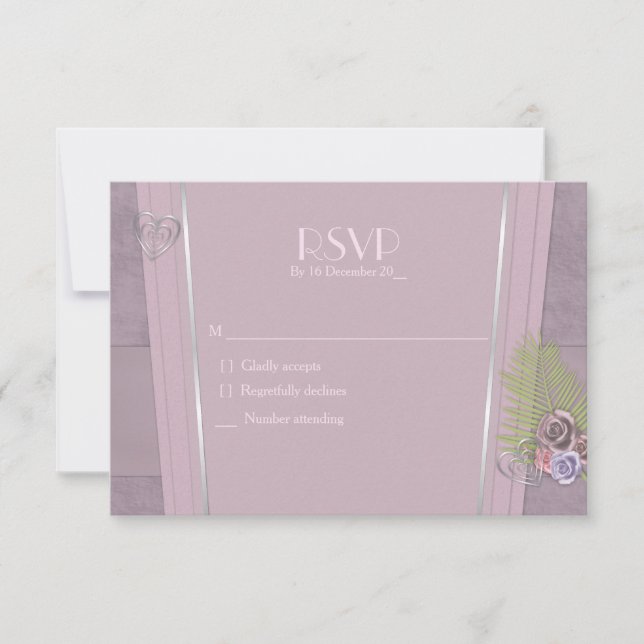 Ciruela turbia, púrpura pálido y boda floral RSVP (Anverso)