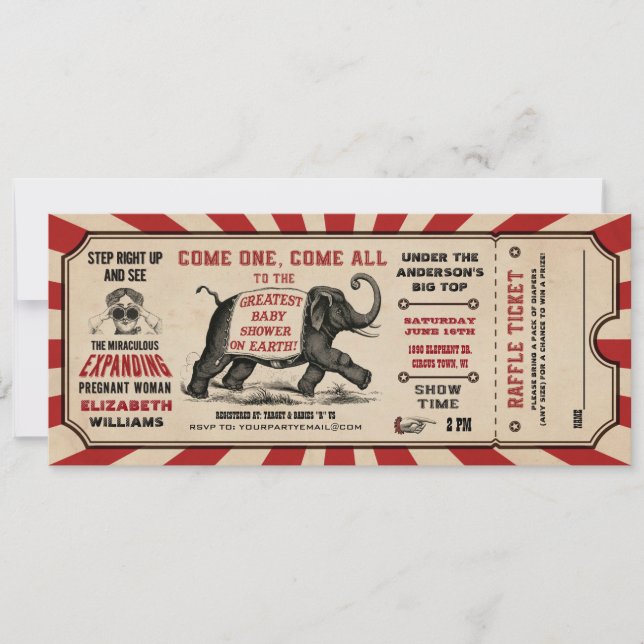 Cirus Baby Shower Ticket Invitaciones Raffle (Anverso)