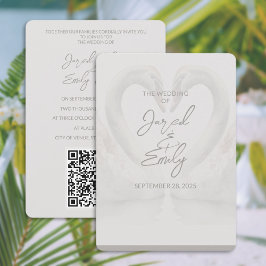Cisne 5x7 Invitación a matrimonio Código QR